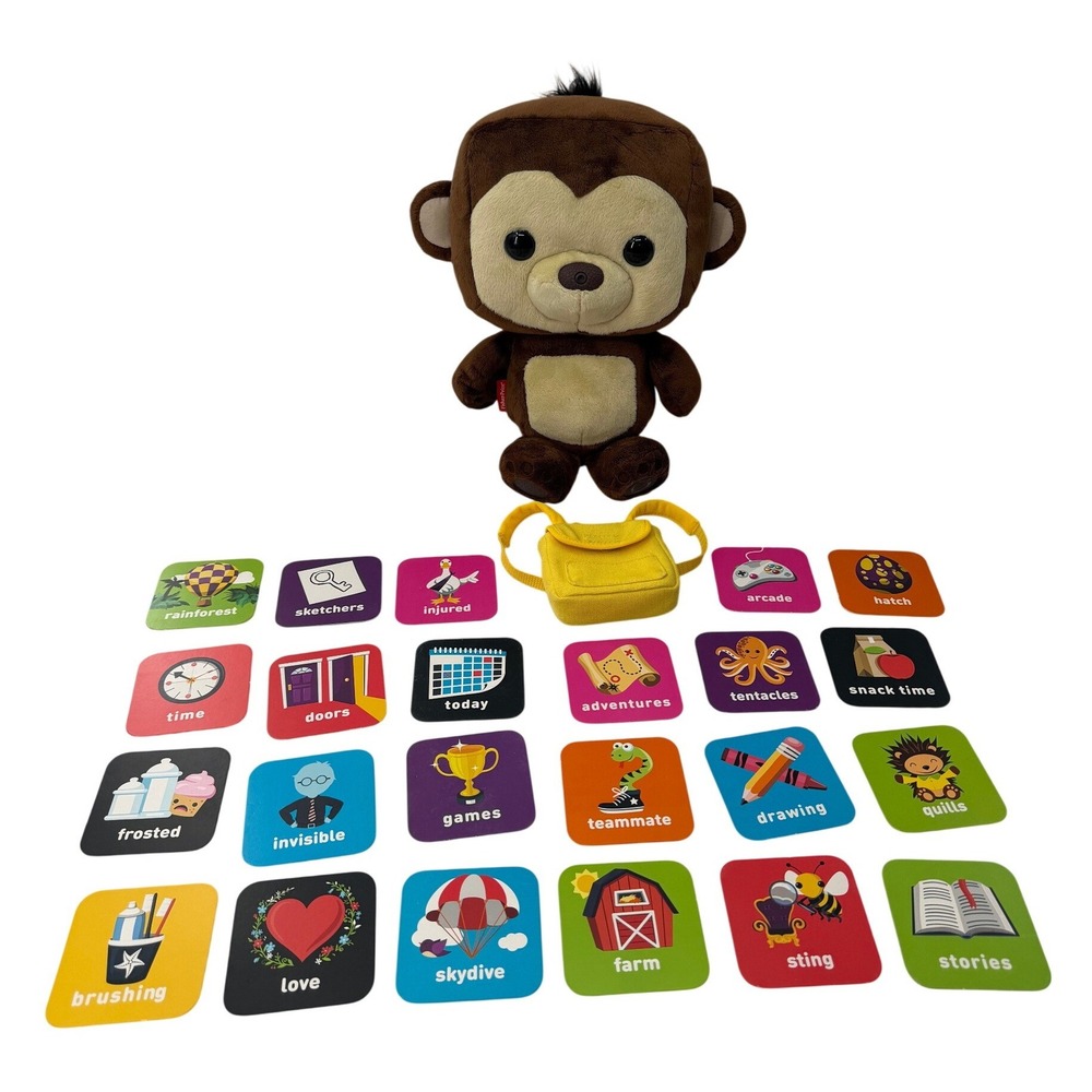 Fisher-Price Smart Toy Monkey Interactive Plush Brown DNV32 24 Cards Backpack
